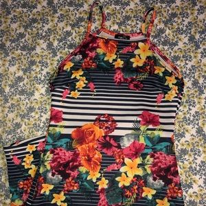 Hawaiian Themed Halter Dress- Small
